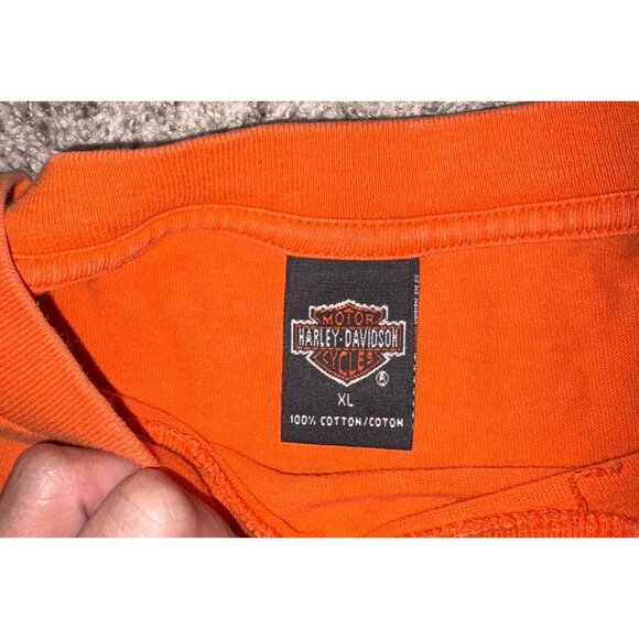 Vintage 90s Harley-Davidson Orange T-Shirt Amarillo Texas Route 66 Size XL - Picture 5 of 5